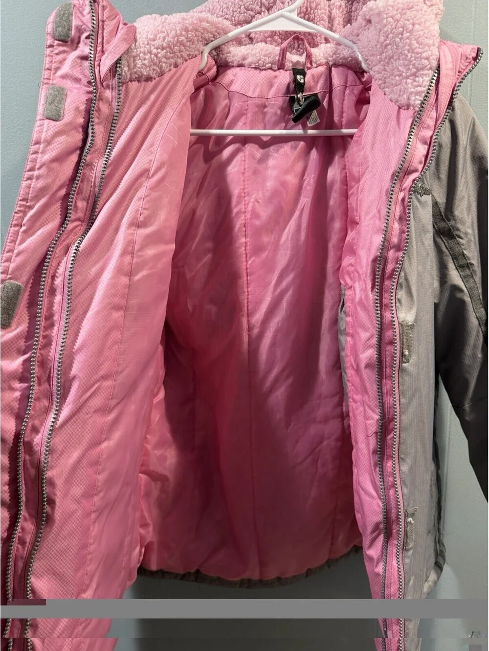 Youth Girls ZeroXposur Full Zip Coat Size 14/16 Gray & Pink Inside